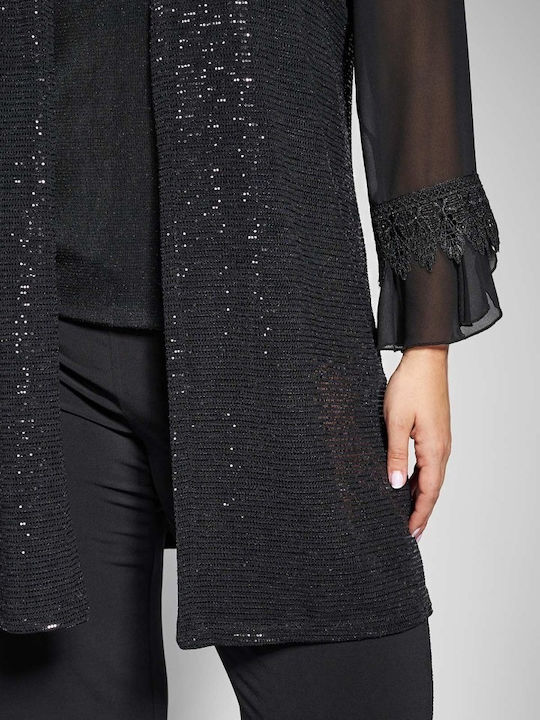 Long Women's Cardigan Metallic Shine