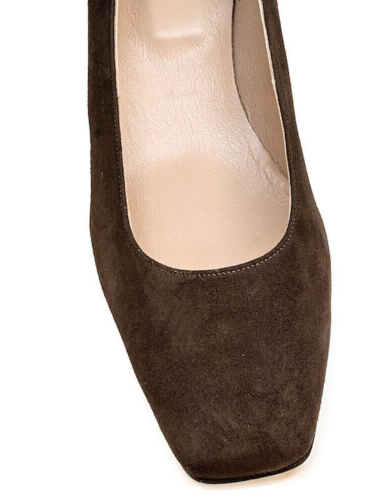 Leather Pointed Toe Brown Medium Heels