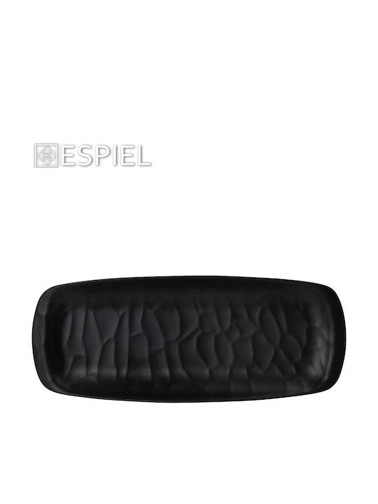Espiel Wavy Matte Plate Shallow Rectangular made of Melamine Black 21x8.5cm 6pcs