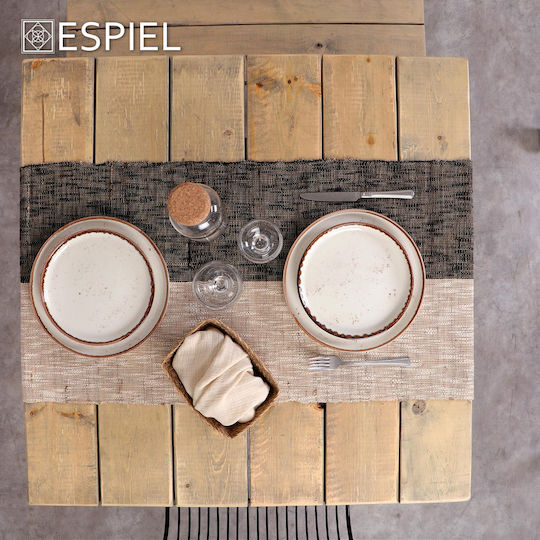 Espiel Terra Cream Shallow Serving Plate Made of Beige Porcelain with Diameter 26cm 6 Pieces