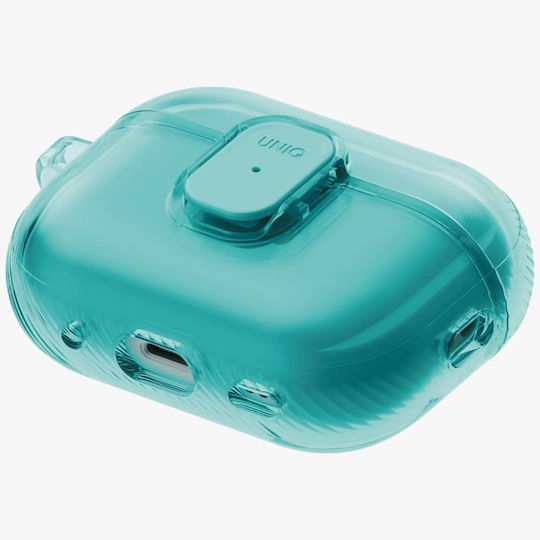 Uniq Glase Case Silicone with Hook in Turquoise color for Apple AirPods Pro 3