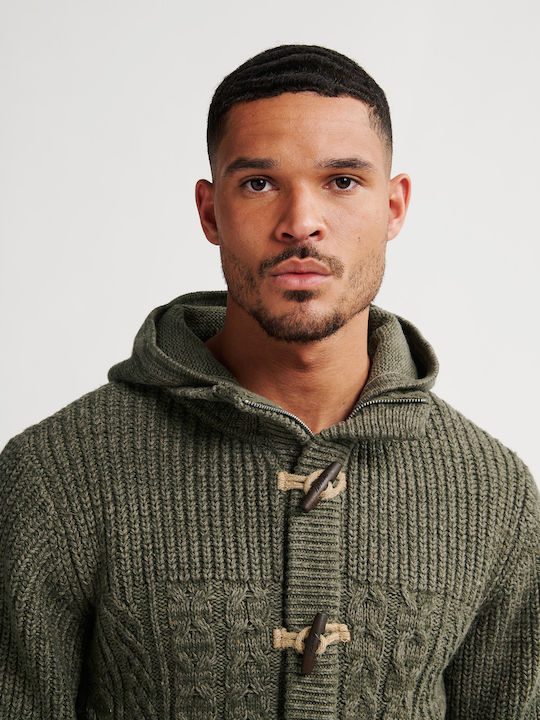 Men's Cardigan with Hood Green
