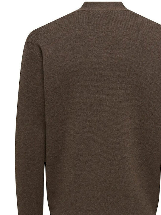 Herren Strickjacke mit Knöpfen Coffee Bean