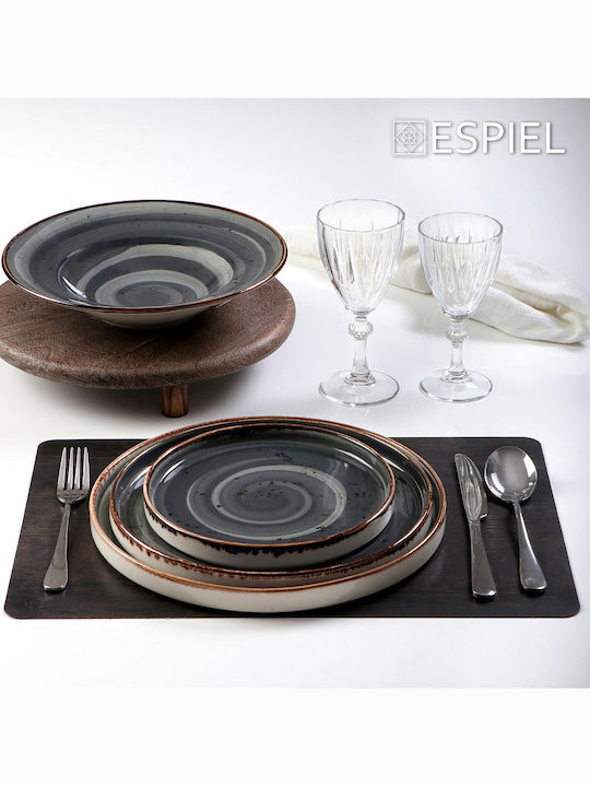 Espiel Terra Grey Serving Plate Shallow Gray with Diameter 26cm 6 Pieces