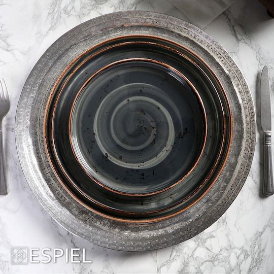 Espiel Terra Grey Serving Plate Shallow Gray with Diameter 26cm 6 Pieces