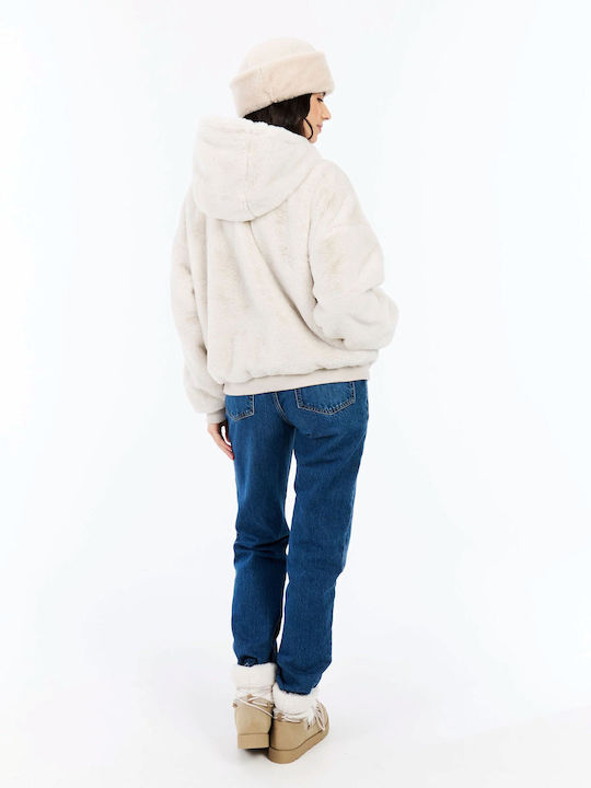 Women's Cardigan with Zipper Ecru