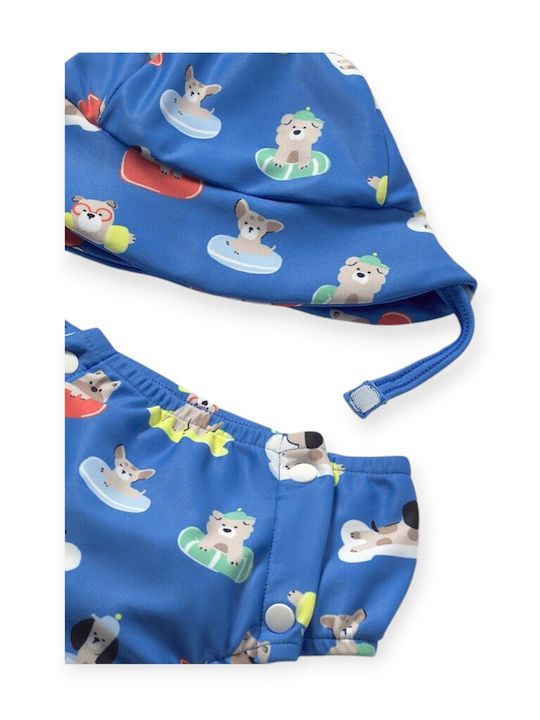Mayoral Puppy Vacation Kinder Badeanzug Schwimmwindel mit Hut Blue