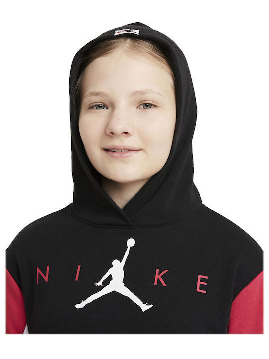 Fleece Kids Sweatshirt with Hood and Pockets Black Jumpman