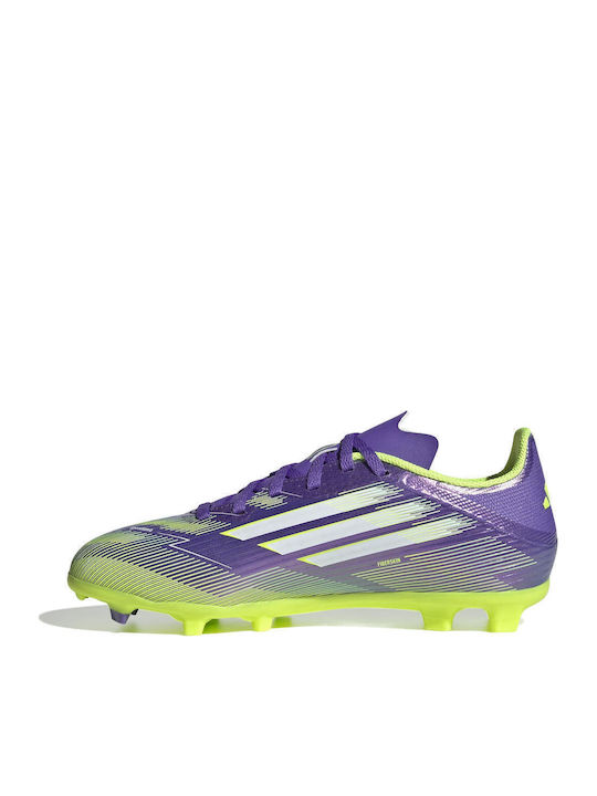 F50 League FG/MG Ghete De Fotbal Pentru Copii Cu Crampoane Purple Rush / Cloud White / Lucid Lemon