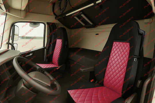 Комплект Калъфи За Камион 2 Бр Volvo Fh 2013+ Червена Еко Кожа