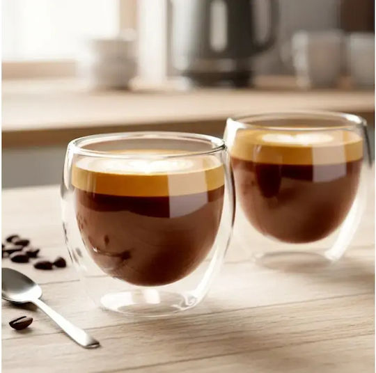 Vilde Σετ Φλιτζάνια Espresso Γυάλινα Λευκά 280ml 2τμχ