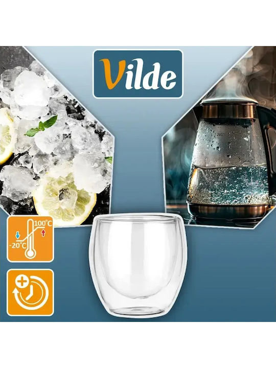 Vilde Set of Cups Espresso Glass White 280ml 2pcs