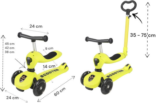 Kinderroller 3-Rad mit Sitz für 12 Monate Gelb