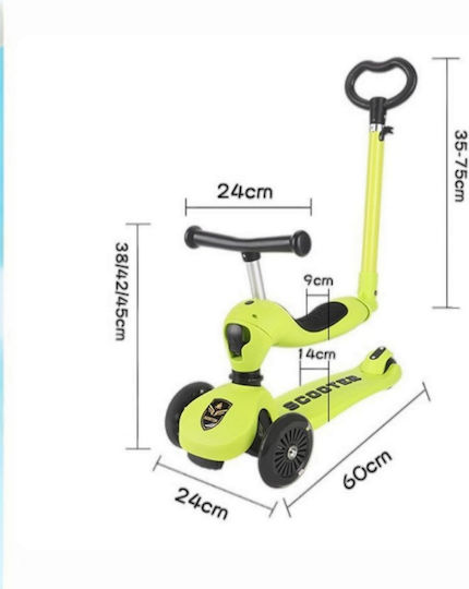 Scuter Copii 3 Roți Cu Iluminare LED Pentru 12 Luni Verde
