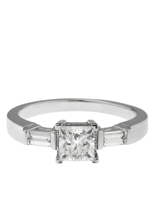 Einzelstein aus Weißgold 18K mit Diamant