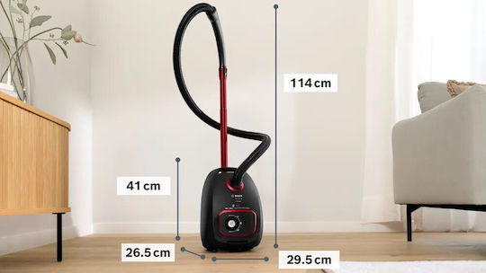 Bosch BGB41POW1 Ηλεκτρική Σκούπα 850W με Σακούλα 4lt Μαύρη