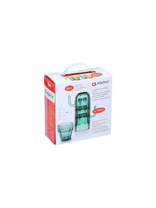 Alpina Set of Glasses made of Glass in Green Color 240ml 4pcs