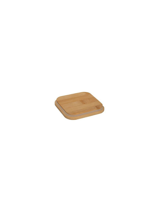 Metal Storage Box Bamboo Lid 2 Colors 11.4 X 11.4 X 12.6cm