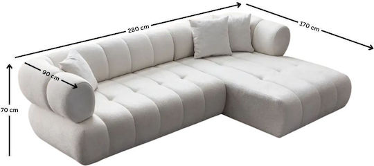 Petra Γωνιακός Καναπές με Δεξιά Γωνία Λευκό 280x90x70εκ.