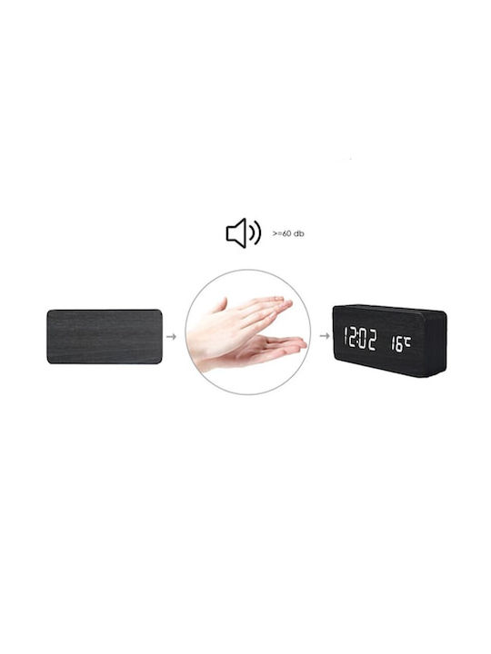 Tisch-Digitaluhr mit Wecker Schwarz