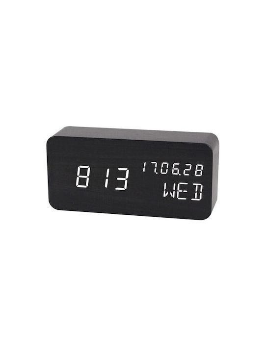 Tisch-Digitaluhr mit Wecker Schwarz