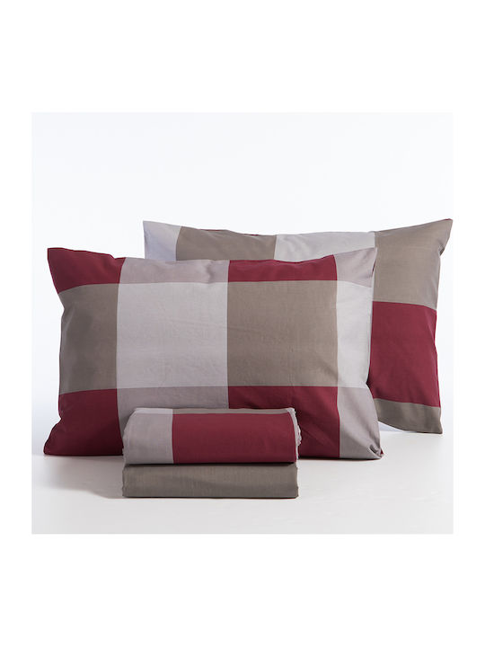 Nef-Nef Homeware Сет Чаршафи 170x270см. Casual Check Bordo 3бр