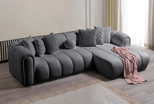 N-line Γωνιακός Καναπές με Δεξιά Γωνία Dark Grey 265x185x70εκ.