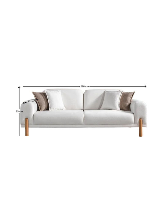 Bohem Τριθέσιος Καναπές Κρεβάτι Cream 228x93x83εκ.