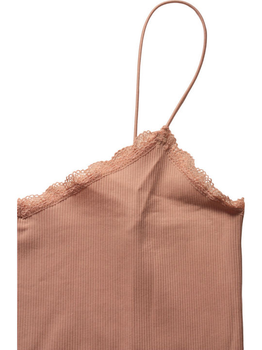 Women's Cotton T-Shirt with Spaghetti Strap Beige