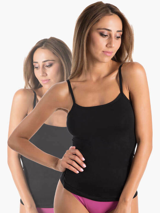 Women's T-Shirt with Spaghetti Strap Black 2Pack