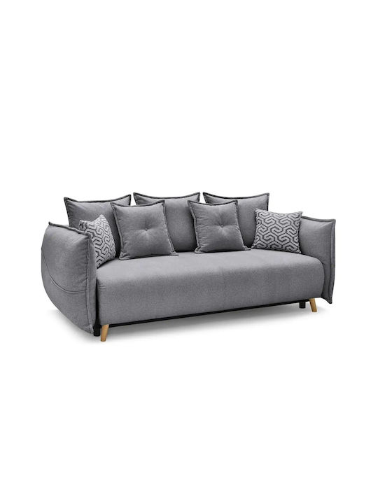 Puffy Τριθέσιος Καναπές Κρεβάτι Grey 235x98x95εκ.