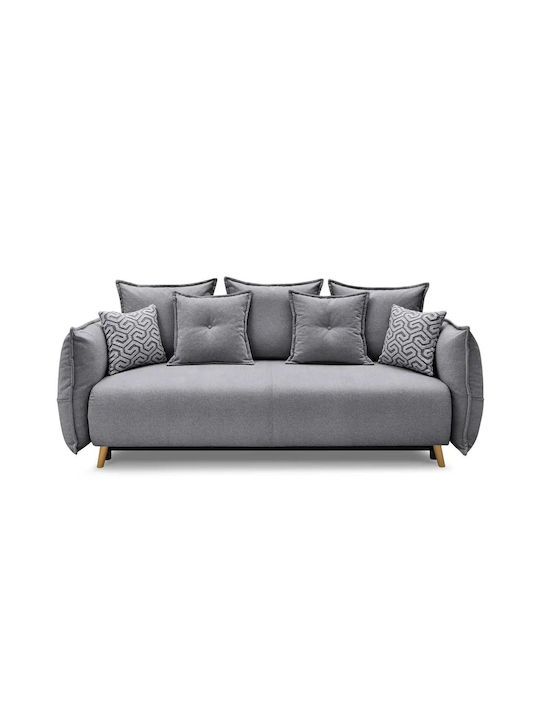 Puffy Τριθέσιος Καναπές Κρεβάτι Grey 235x98x95εκ.