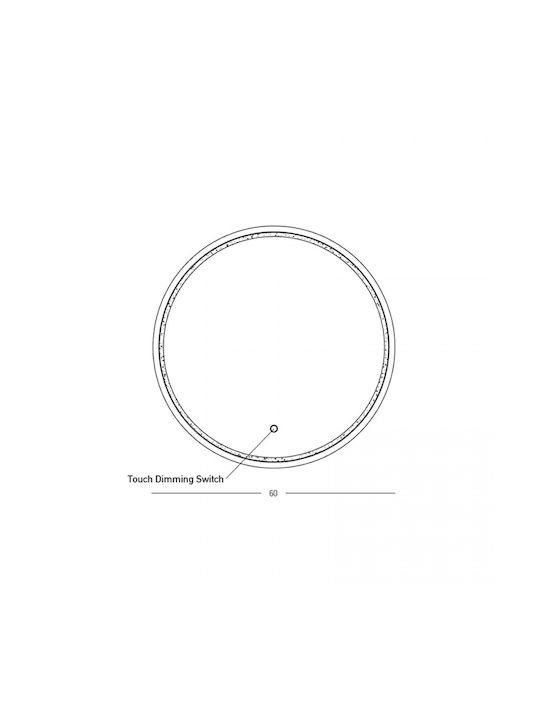 Zambelis Lights Wall Mirror with Black Aluminum Frame & LED Lighting Diameter 60cm 1pcs