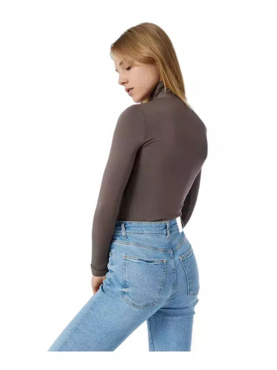 Fimelle Women's Long Sleeve Turtleneck T-Shirt Cocoa