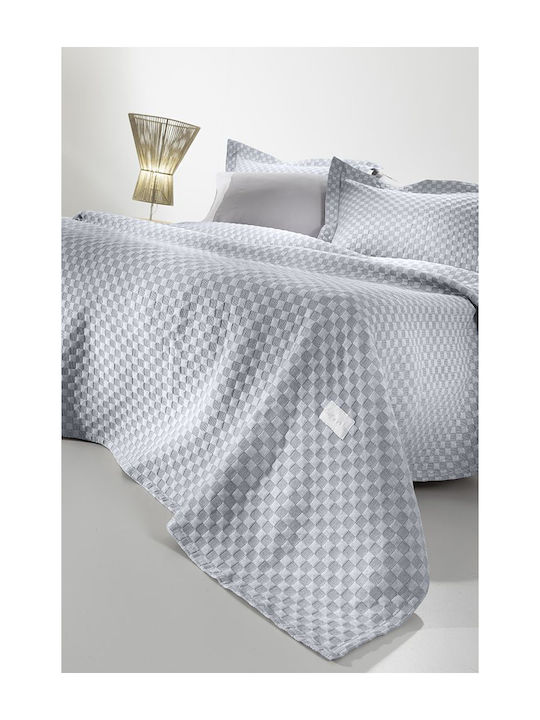 Guy Laroche Squares Single Cotton Coverlet Denim 160x260cm