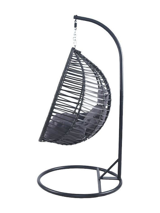 Nadin Rattan Hängende Garten & Veranda Schaukel mit Kissen Sessel Rattan Gray L118xB68xH110cm