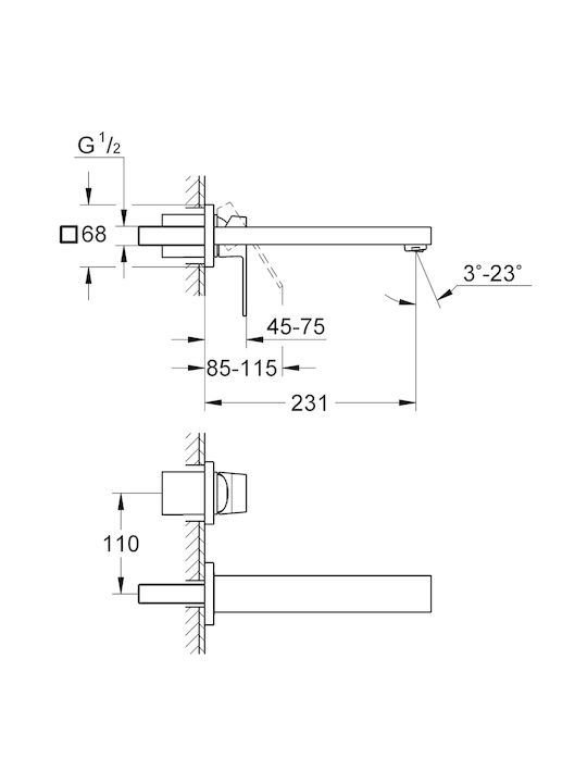 Grohe Built-in Mixer & Spout Set for for Bathroom Sink Gray