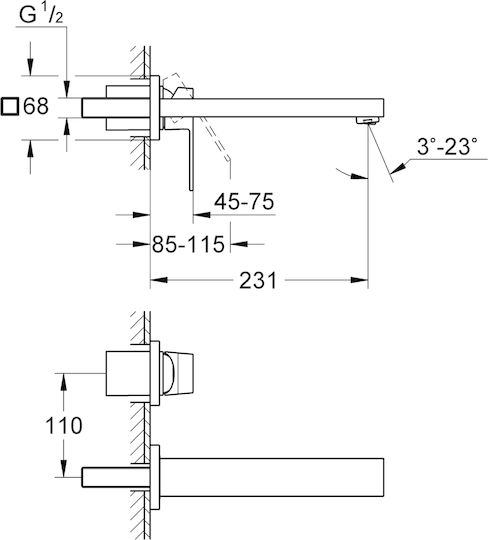 Grohe Built-in Mixer & Spout Set for for Bathroom Sink Gray