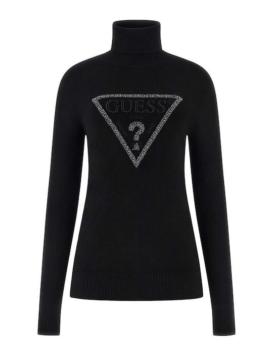 Damen Langärmeliges Rollkragenpullover Schwarz