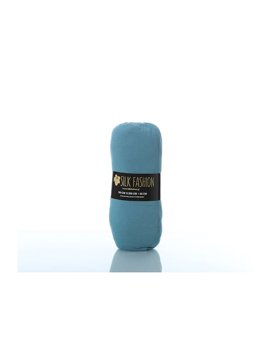 Silk Fashion Sheet Super-Double with Elastic 160x200+35cm. Petrol Blue