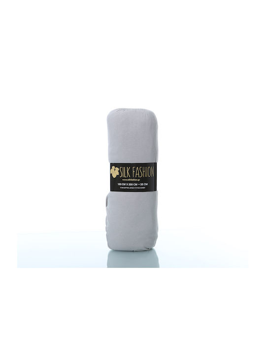 Silk Fashion Σεντόνι Υπέρδιπλο με Λάστιχο 160x200+35εκ. Light Grey
