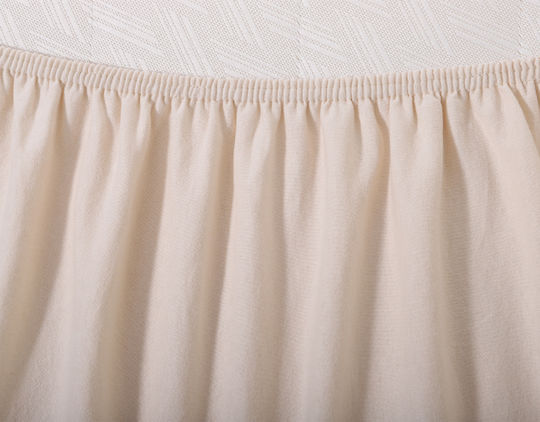 Silk Fashion Sheet for Single Bed with Elastic 100x200+35cm. Light Beige
