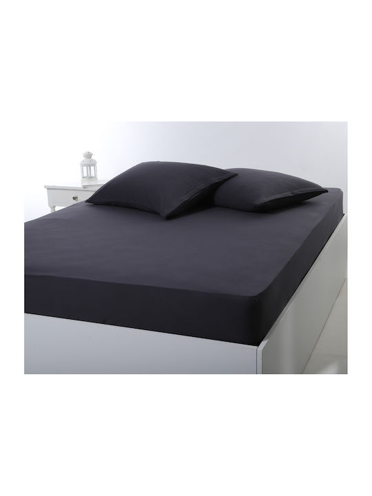 Silk Fashion Σεντόνι King Size με Λάστιχο 180x200+35εκ. Dark Grey