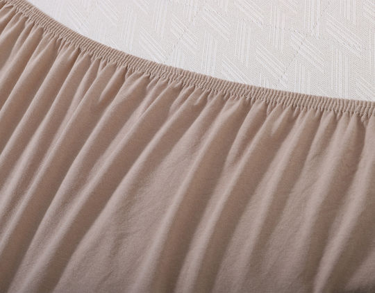 Silk Fashion Sheet Super-Double with Elastic 160x200+35cm. Dark Beige