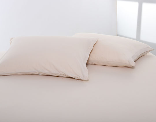 Silk Fashion Sheet King Size with Elastic 180x200+35cm. Light Beige