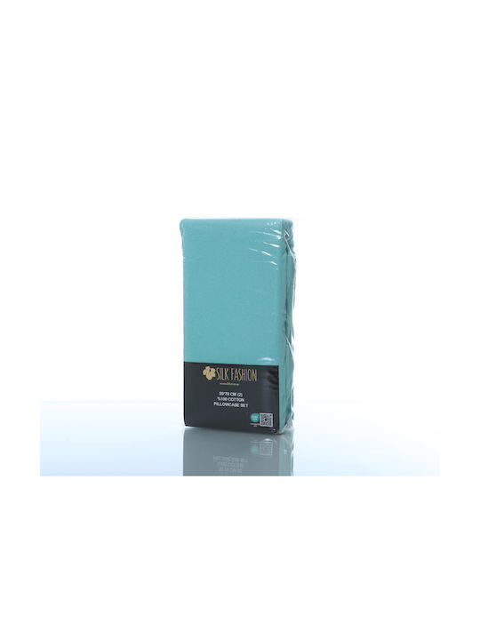 Silk Fashion Pillowcase Set with Envelope Cover Sea Green 50x70cm.