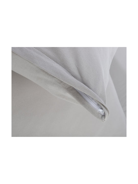 Silk Fashion Pillowcase Set with Envelope Cover Light Grey 50x70cm.