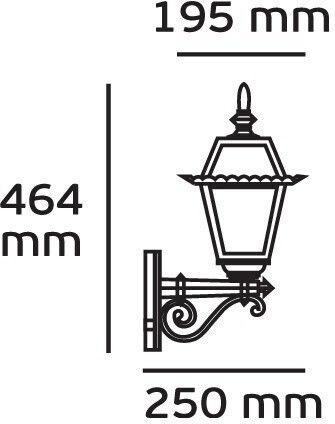 VK Lighting Стенно Външно Фенерче E27 IP44 25x46.4εκ.
