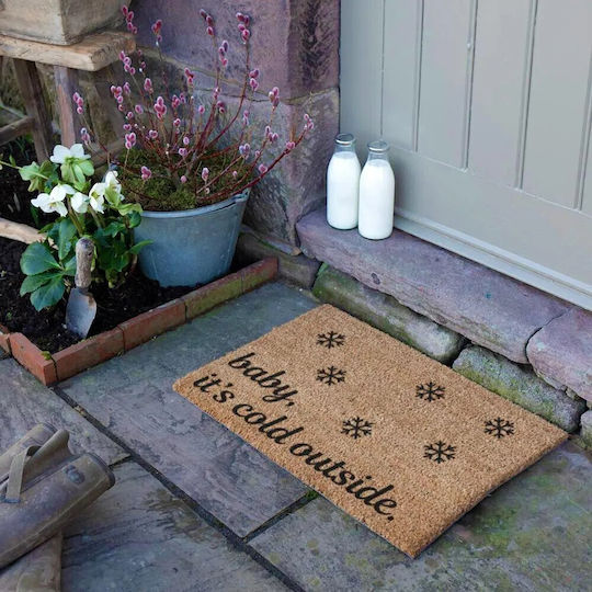 Artsy Mats Entrance Mat made of Coir with Anti-slip Backing Baby It's Cold Outdide 60x40cm