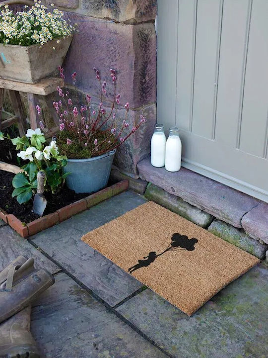 Artsy Mats Entrance Mat made of Coir with Anti-slip Backing Flying Ballon Girl 60x40cm